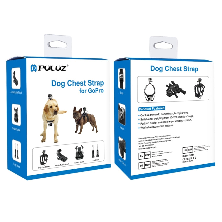 PULUZ Dog Chest Harness for GoPro, Insta360 & DJI Action Cameras