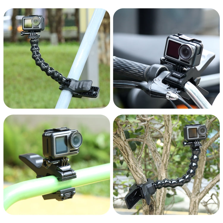 PULUZ Action Sports Cameras Jaws Flex Clamp Mount for GoPro, Insta360, DJI and Other Action Cameras, Jaws Mount