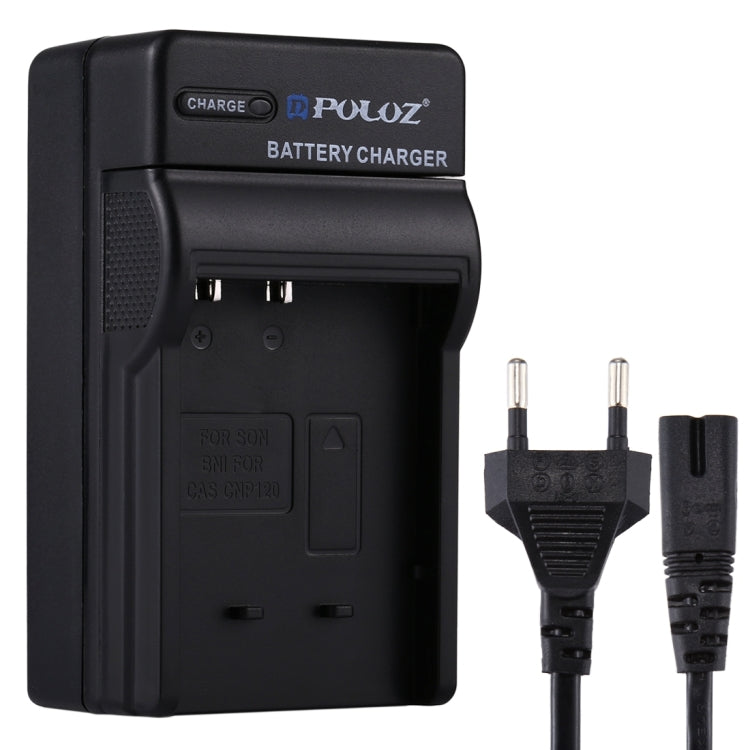 PULUZ EU-Stecker Akkuladegerät mit Kabel für Casio CNP120 Akku, CNP120 EU-Stecker