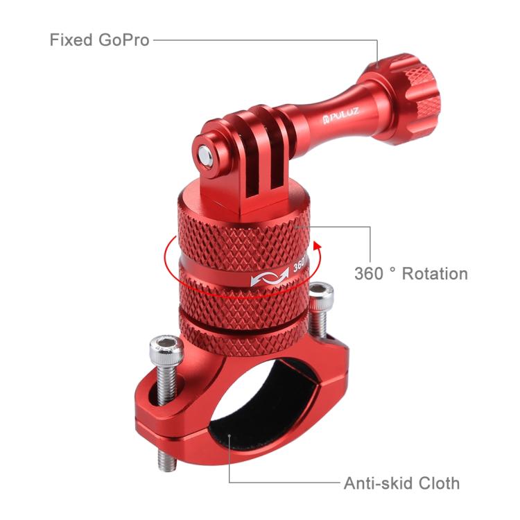 PULUZ 360 Degree Rotation Bike Aluminum Handlebar Adapter Mount with Screw for GoPro, Insta360, DJI and Other Action Cameras, China Stock (Red), China Stock (Blue), Handlebar Adapter Mount 1