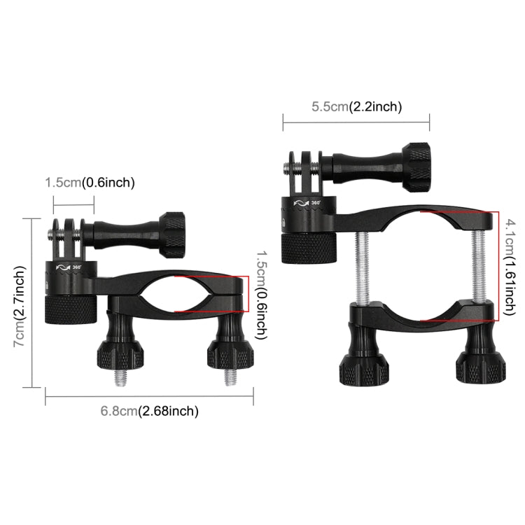 PULUZ 360 Degree Rotation Bike Aluminum Handlebar Adapter Mount with Screw for GoPro, Insta360, DJI and Other Action Cameras, Handlebar Adapter Mount 2