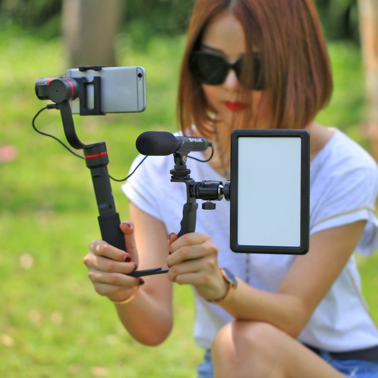 PULUZ L-Shape Bracket Handheld Grip Holder with Dual Side Cold Shoe Mounts for Video Light Flash, DSLR Camera, Bracket