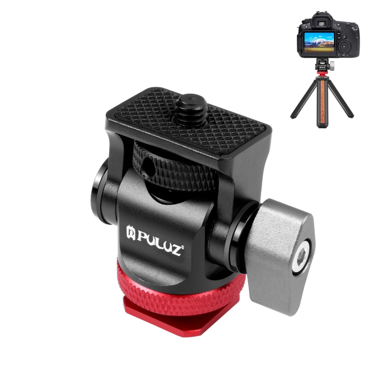 PULUZ Mini 180 Degree Swing Tripod Ball Head Cold Shoe Mount Adapter(Red)