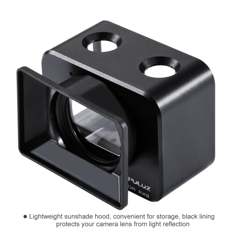 PULUZ für Sony RX0 Schutzgehäuse aus Aluminiumlegierung + 37mm UV-Filterlinse + Sonnenblende inklusive Schrauben und Schraubendrehern (Schwarz)