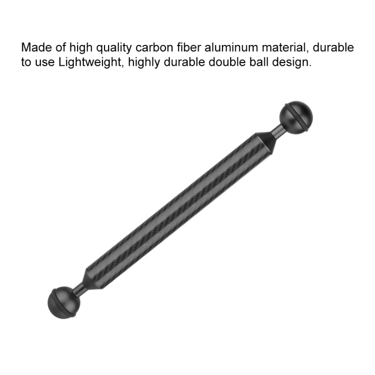 PULUZ  9 inch 23cm Length 20.8mm Diameter Dual Balls Carbon Fiber Floating Arm, Ball Diameter: 25mm, 9 inch Black