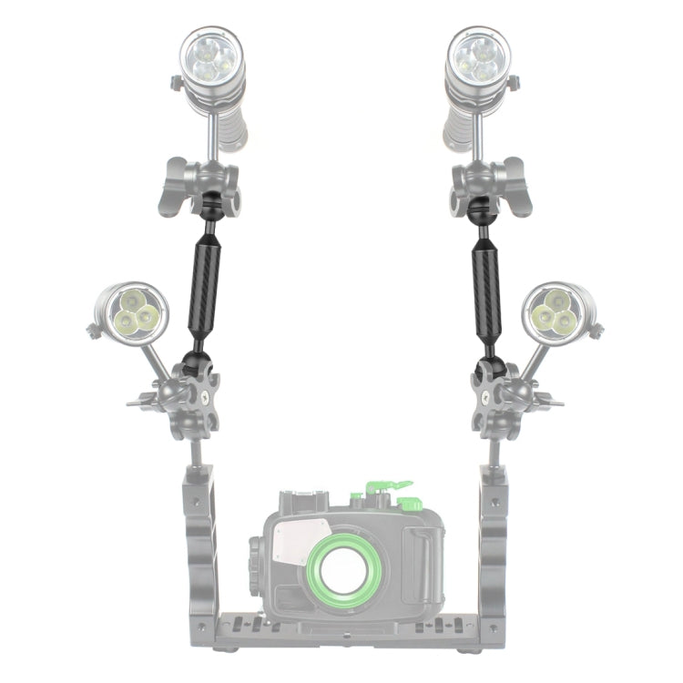 PULUZ  9 inch 23cm Length 20.8mm Diameter Dual Balls Carbon Fiber Floating Arm, Ball Diameter: 25mm, 9 inch Black
