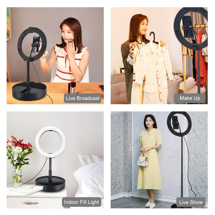 PULUZ 26 cm (10,2 Zoll) LED-Ringlicht, dimmbar, 3 Farbmodi, für Vlogging, Selfies, Fotografie und Videos, mit Bluetooth-Fernauslöser, klappbarem Tischstativ und Handyhalterung