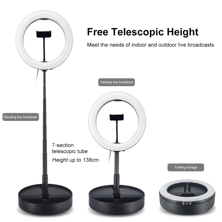 PULUZ 26 cm (10,2 Zoll) LED-Ringlicht, dimmbar, 3 Farbmodi, für Vlogging, Selfies, Fotografie und Videos, mit Bluetooth-Fernauslöser, klappbarem Tischstativ und Handyhalterung
