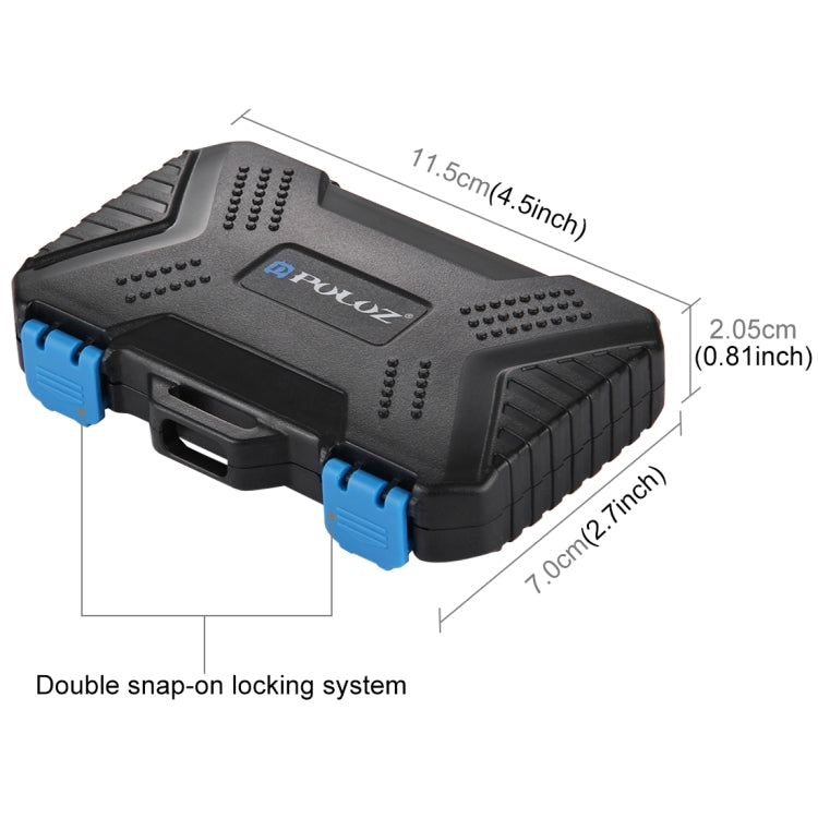 PULUZ 27-in-1 Speicherkartenetui für 4CF + 8SD + 9TF + 1Karten-Pin + 1Standard-SIM + 2Micro-SIM + 2Nano-SIM, 27-in-1