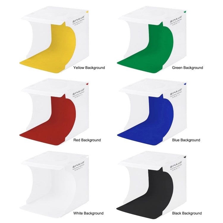 PULUZ 20cm Folding Portable 550LM Light Photo Lighting Studio Shooting Tent Box Kit with 6 Colors Backdrops (Black, White, Yellow, Red, Green, Blue), Unfold Size: 24cm x 23cm x 23cm