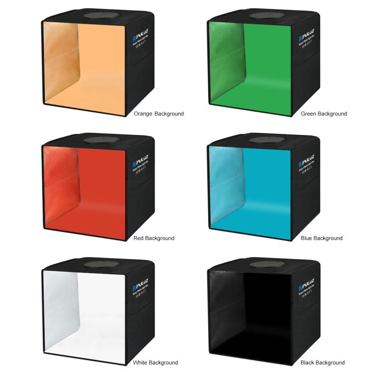 PULUZ 30cm Folding Ring Light Photo Lighting Studio Shooting Tent Box Kit with 6 Colors Black / White / Orange / Red / Green / Blue Backdrops, 30cm Box Black