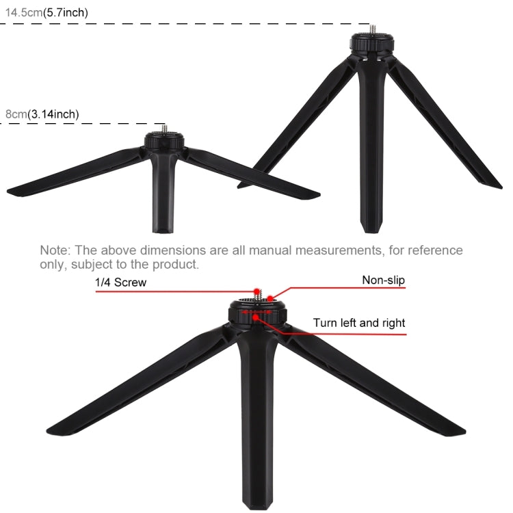 PULUZ Pocket Mini Plastic Tripod Mount with Phone Clamp for Smartphones(Black)