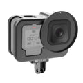 PULUZ CNC-Aluminiumlegierung dünnes Gehäuse für GoPro HERO12/11/10/9 Black mit Schutzrahmen & 52-mm-UV-Objektiv (Schwarz)