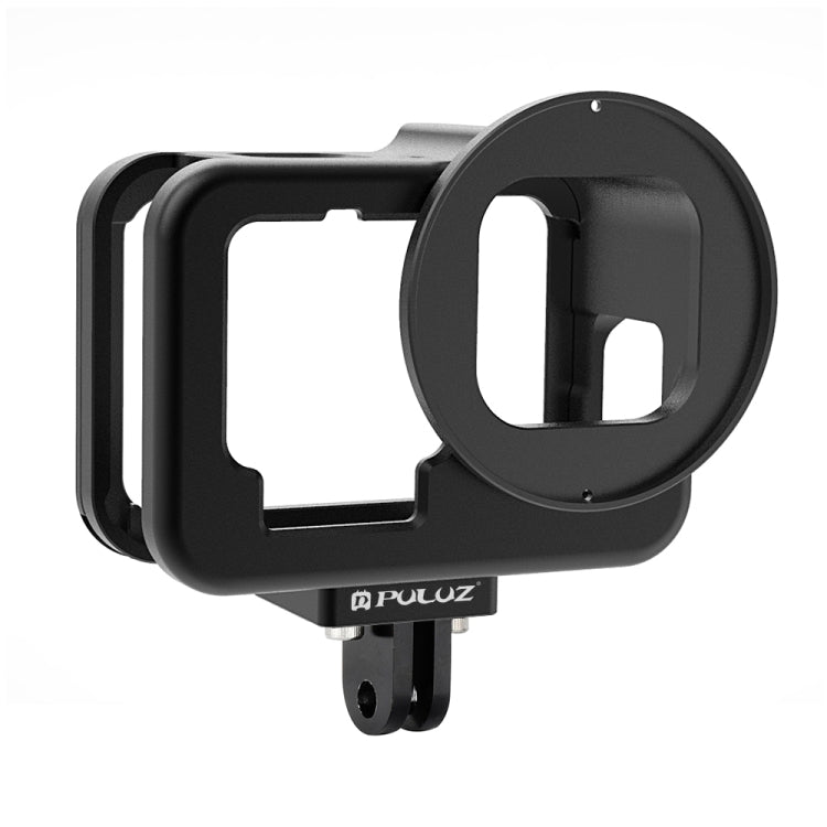 PULUZ CNC-Aluminiumlegierung dünnes Gehäuse für GoPro HERO12/11/10/9 Black mit Schutzrahmen & 52-mm-UV-Objektiv (Schwarz)