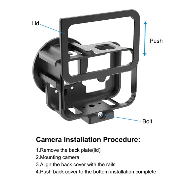 PULUZ CNC-Aluminiumlegierung dünnes Gehäuse für GoPro HERO12/11/10/9 Black mit Schutzrahmen & 52-mm-UV-Objektiv (Schwarz)