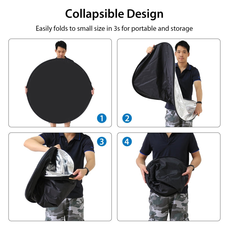 PULUZ 110cm 5 in 1 (Silver / Translucent / Gold / White / Black) Folding Photo Studio Reflector Board, 110cm Reflector