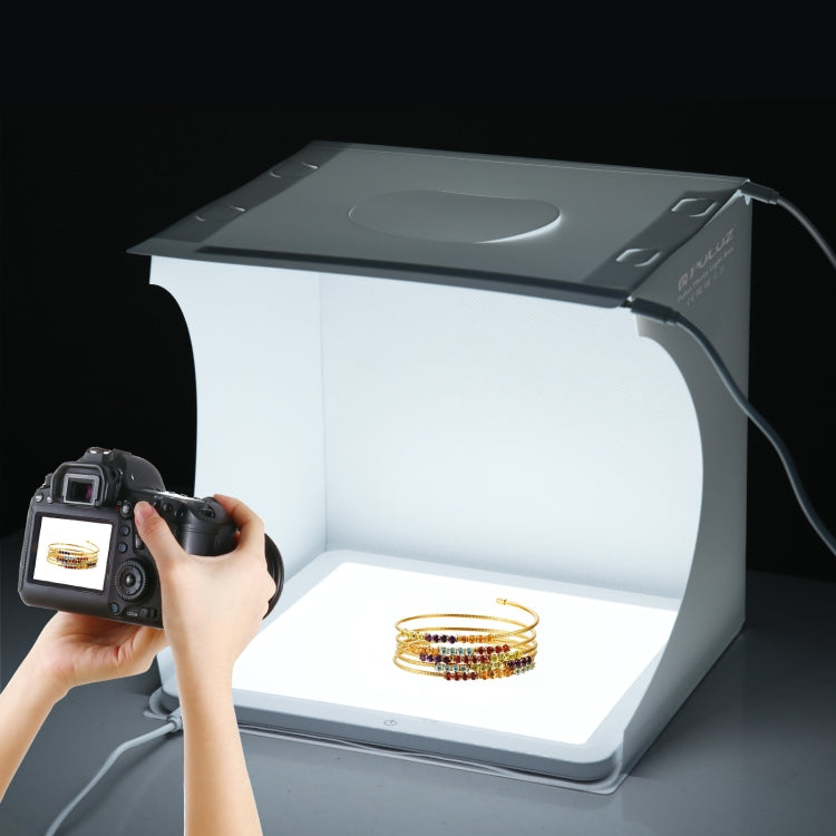 PULUZ Mini LED Photography Shadowless Light Lamp Panel Pad + Studio Shooting Tent Box, Acrylic Material, 20cm x 20cm Effective Area, 20cm(2 LED) + Shadowless Light