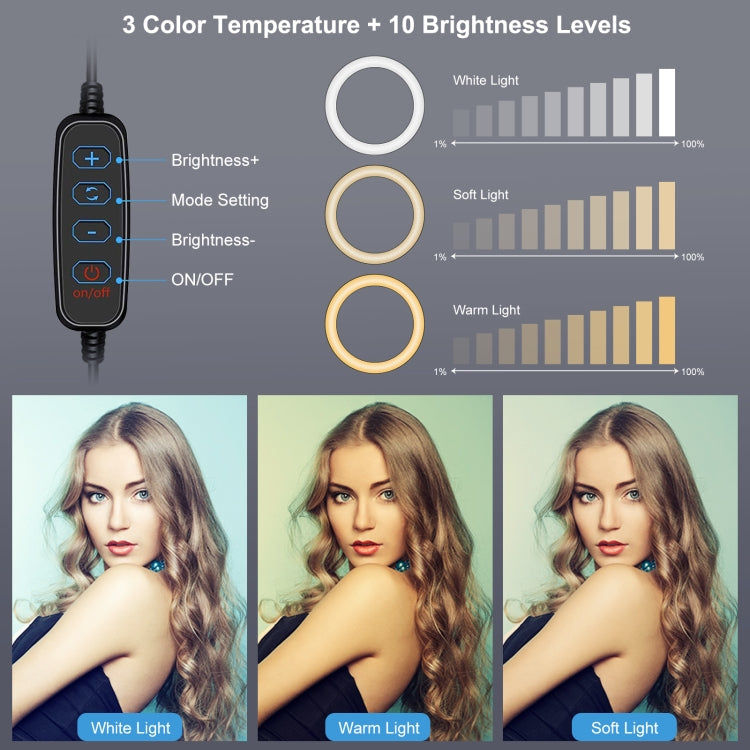 PULUZ 4.7 inch 12cm Ring Selfie Light 3 Modes USB Dimmable Dual Color Temperature LED Curved Vlogging Photography Video Lights with Monitor Clip Holder (Black)
