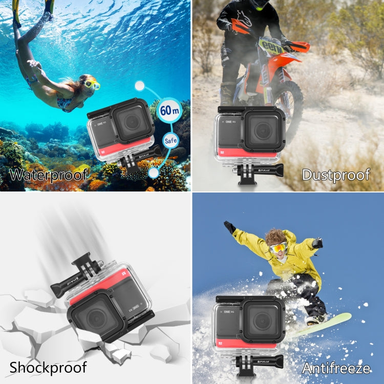 PULUZ 60m Unterwasser-Tieftauchgehäuse wasserdichtes Kameragehäuse für Insta360 One RS 4K Edition, für Insta360 One RS 4K Edition Tauchgehäuse