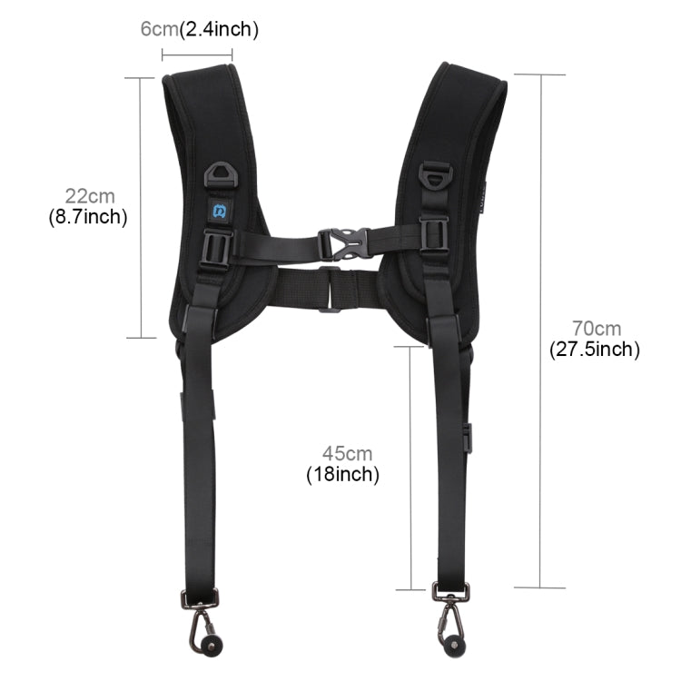 PULUZ Quick Release Double Shoulder Harness Soft Pad Decompression Foam Strap Belt for DSLR Digital Cameras, Double Shoulder