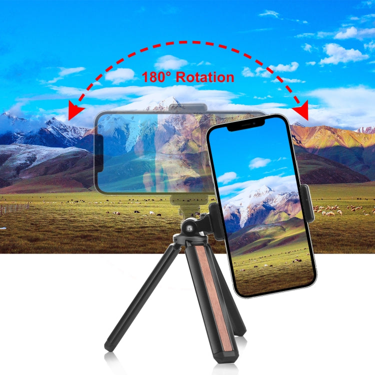PULUZ Inlaid Wood Desktop Vlogging Live Tripod Holder with Tripod Head (Black)