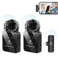PULUZ kabelloses Lavalier-Mikrofon für iPhone / iPad, 8-Pin-Empfänger und zwei Mikrofone (Schwarz)