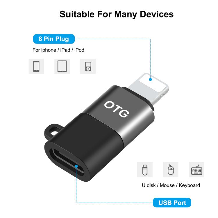 PULUZ 8 Pin to USB-C / Type-C  PD OTG Adapter, 8 Pin OTG Adapter