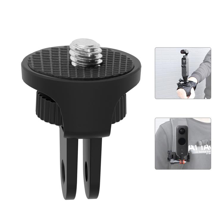 PULUZ 1/4 inch Screw Adjustable ABS Action Camera Tripod Adapter (Black)