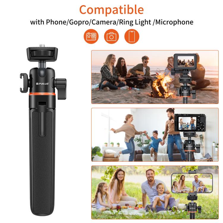 PULUZ Mini Telefon-Kamera-Verlängerungsstativ 360-Grad-Kugelkopf-Blitzschuh-Selfie-Stick, Telefon-Kamera-Stativ
