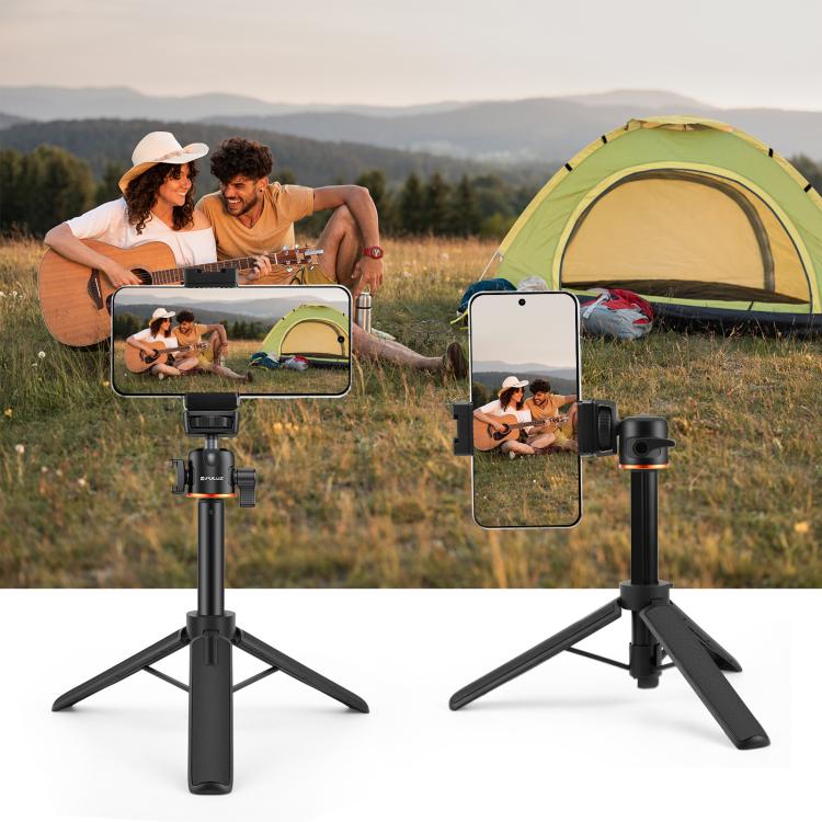 PULUZ Mini Telefon-Kamera-Verlängerungsstativ 360-Grad-Kugelkopf-Blitzschuh-Selfie-Stick, Telefon-Kamera-Stativ
