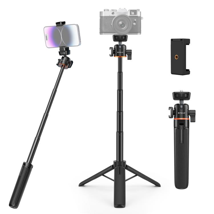 PULUZ Mini Telefon-Kamera-Verlängerungsstativ 360-Grad-Kugelkopf-Blitzschuh-Selfie-Stick, Telefon-Kamera-Stativ