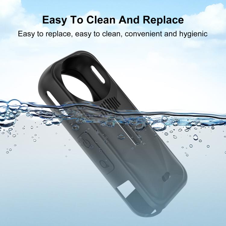 For Insta360 X5 PULUZ Silicone Protective Case with Lens Cover, Silicone Case with Lens Cover (Black)