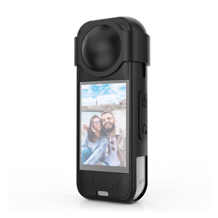For Insta360 X5 PULUZ Silicone Protective Case with Lens Cover, Silicone Case with Lens Cover (Black)