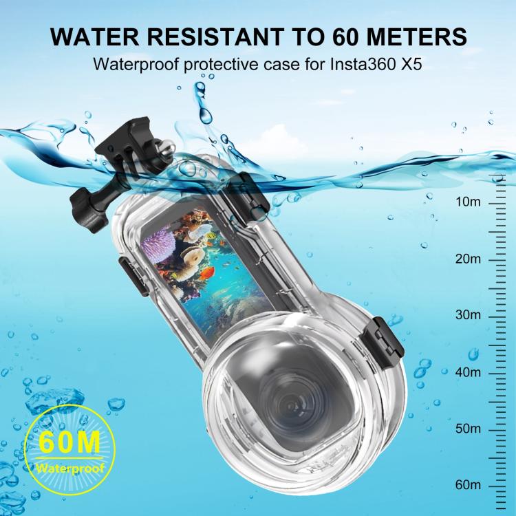 For Insta360 X5 PULUZ 60m Waterproof Sealed Diving Case, Waterproof Diving Case