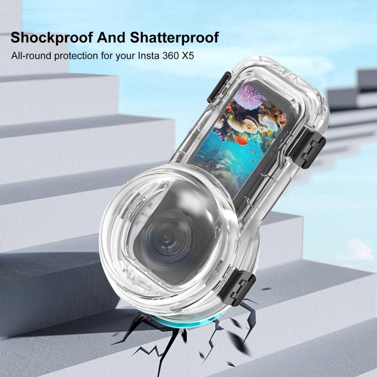 Für Insta360 X5 PULUZ Schnellverschluss 60m Wasserdichtes Versiegeltes Tauchgehäuse, Schnellverschluss Tauchgehäuse