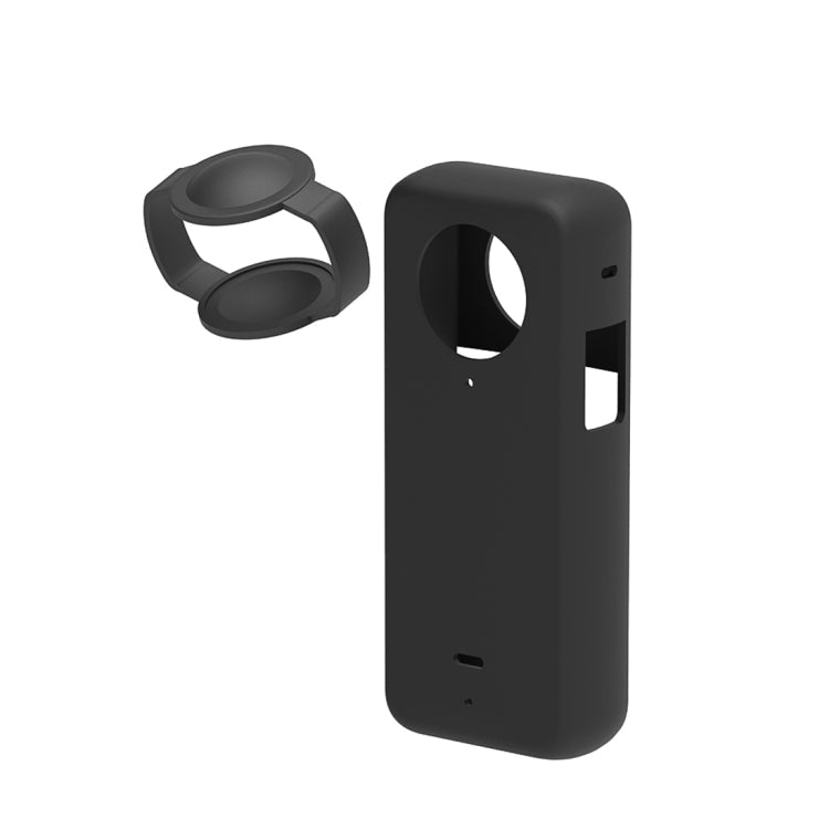 PULUZ Silikon-Schutzhülle mit Objektivabdeckung für Insta360 X3, Silikonhülle (Schwarz)
