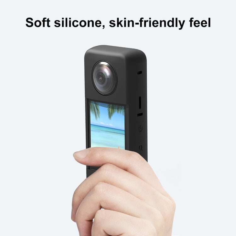 PULUZ Silikon-Schutzhülle mit Objektivabdeckung für Insta360 X3, Silikonhülle (Schwarz)