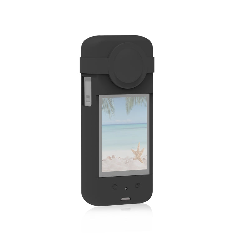 PULUZ Silikon-Schutzhülle mit Objektivabdeckung für Insta360 X3, Silikonhülle (Schwarz)