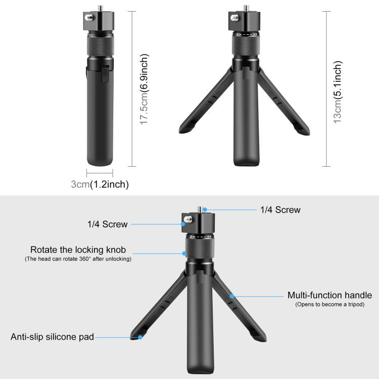 Für Insta360 X3 PULUZ drehbarer Handgriff Desktop-Stativ 110cm Selfie-Stick Einbeinstativ, Desktop-Stativ 110cm Selfie-Stick