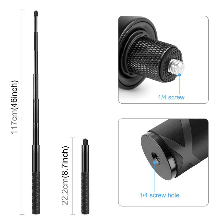 Für Insta360 X3 PULUZ drehbarer Handgriff Desktop-Stativ 110cm Selfie-Stick Einbeinstativ, Desktop-Stativ 110cm Selfie-Stick