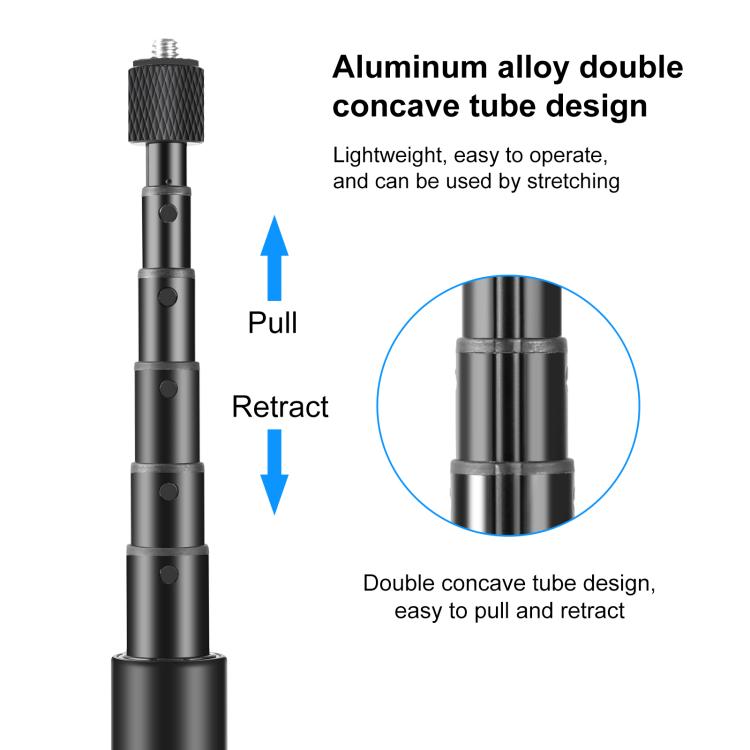 Für Insta360 X3 PULUZ drehbarer Handgriff Desktop-Stativ 110cm Selfie-Stick Einbeinstativ, Desktop-Stativ 110cm Selfie-Stick