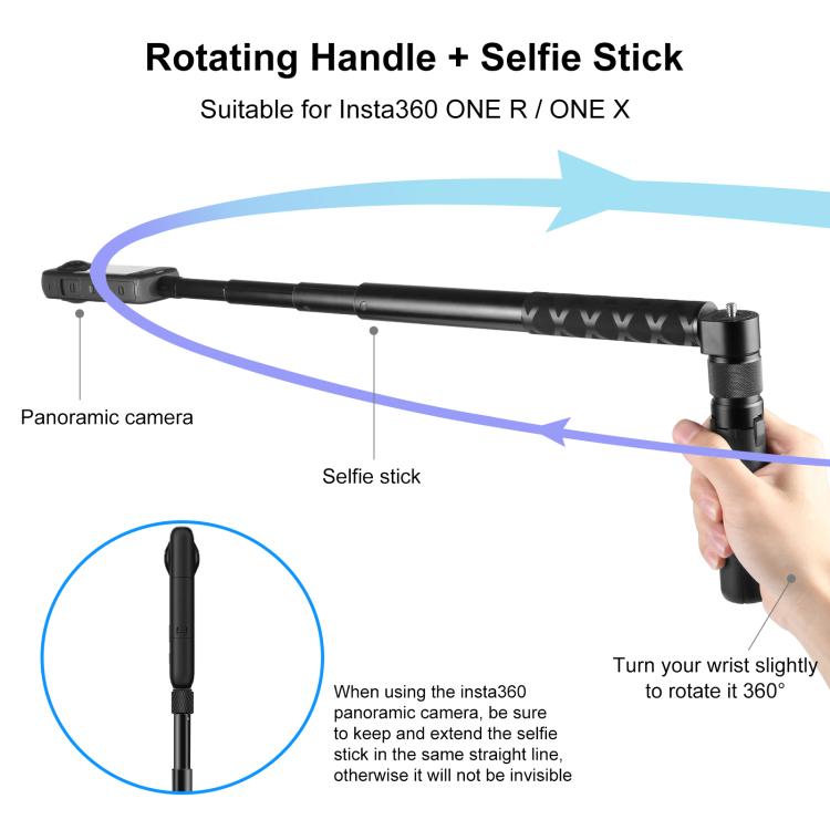 Für Insta360 X3 PULUZ drehbarer Handgriff Desktop-Stativ 110cm Selfie-Stick Einbeinstativ, Desktop-Stativ 110cm Selfie-Stick