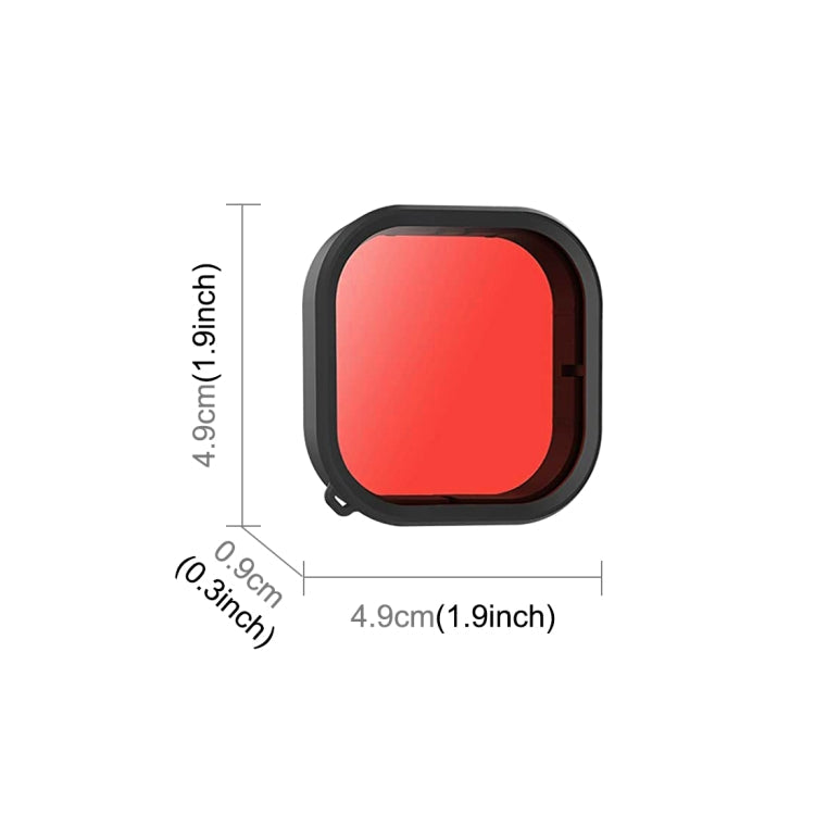 For GoPro HERO12 Black /11 Black /10 Black /9 Black PULUZ Square Housing Diving Color Lens Filter(Red)