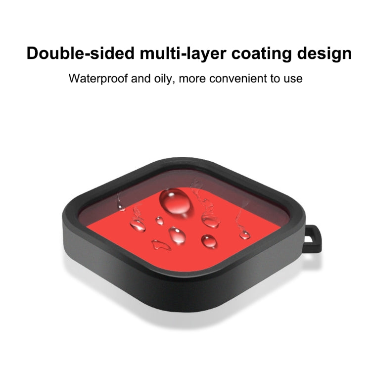 For GoPro HERO12 Black /11 Black /10 Black /9 Black PULUZ Square Housing Diving Color Lens Filter(Red)