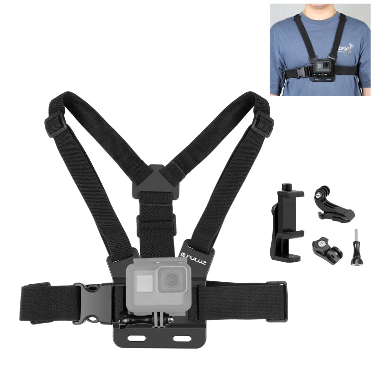 PULUZ 5-in-1 Chest Mount Strap Belt Kit with Phone Holder & J Hook