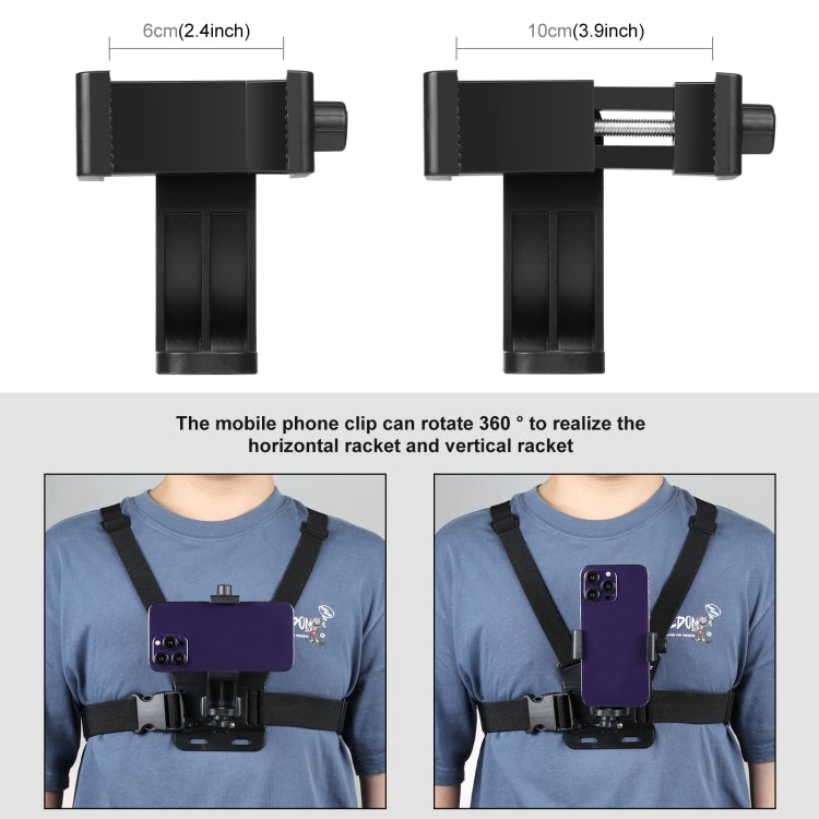 PULUZ 5-in-1 Chest Mount Strap Belt Kit with Phone Holder & J Hook