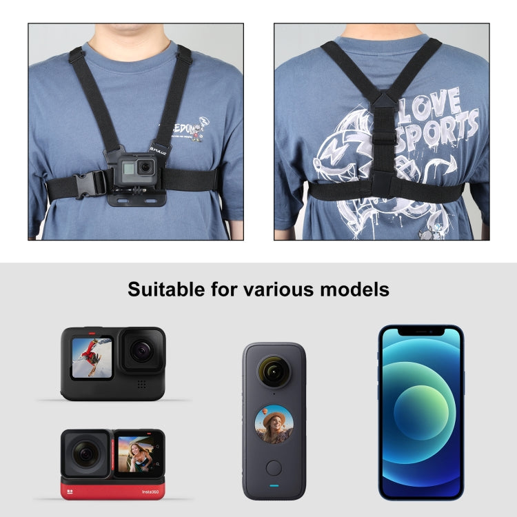 PULUZ 5-in-1 Chest Mount Strap Belt Kit with Phone Holder & J Hook