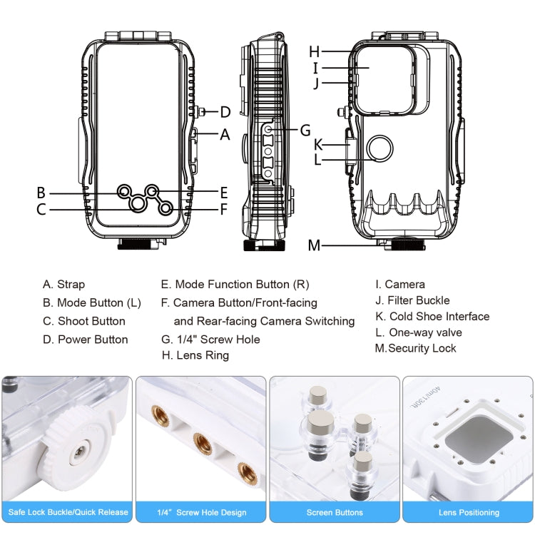 PULUZ 40m/130ft Waterproof Diving Case for 15 Pro Max / 15 Plus / iPhone 14 Plus / 14 Pro Max / 13 Pro Max / 12 Pro Max / 11 Pro Max, with One-way Valve Photo Video Taking Underwater Housing Cover, For iPhone 15 Pro Max / 15 Plus / 14 Plus             ...