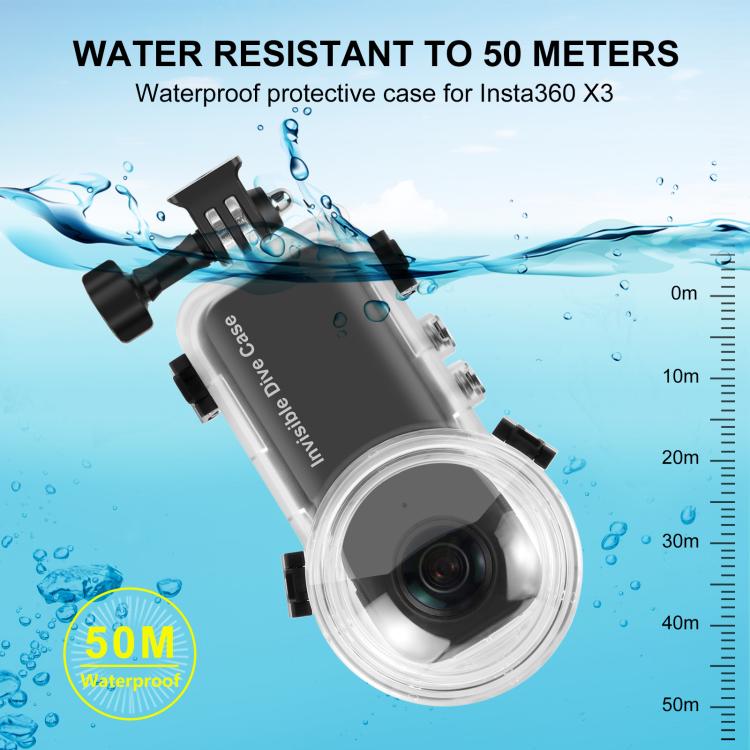 Für Insta360 X4 PULUZ 50m Wasserdichtes Versiegeltes Tauchgehäuse, Für Insta360 X4