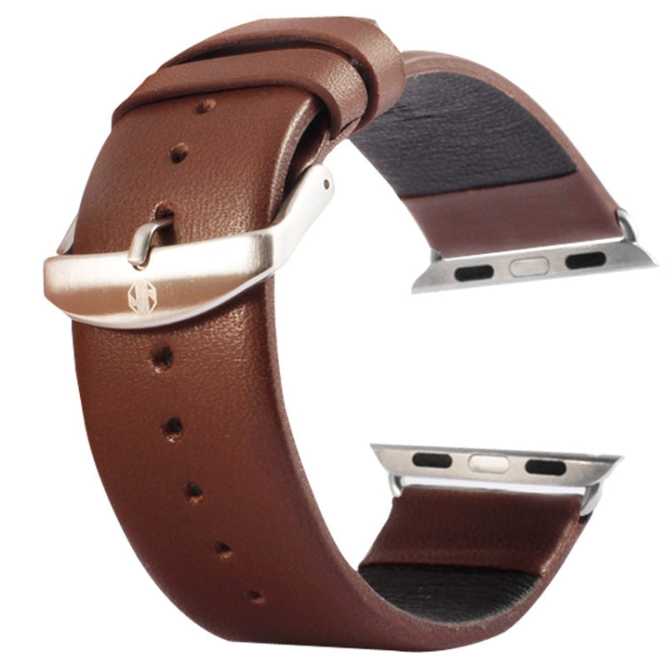 Kakapi für Apple Watch 42mm Armband aus echtem Leder mit feiner Textur und gebürsteter Schließe sowie Konnektor